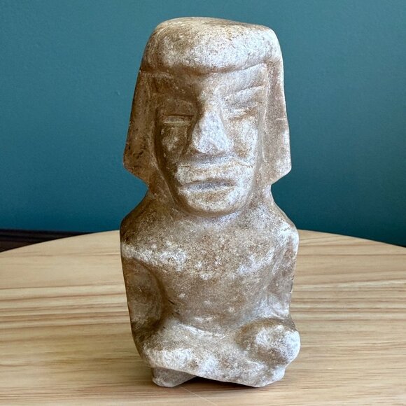 Vintage Peruvian Hand-Carved Marble Figurine Stone Statue Tribal Natural - Picture 1 of 8